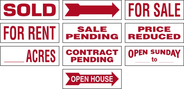 Real Estate Message Sign Rider, 10mm Corrugated Plastic 6h x 18w