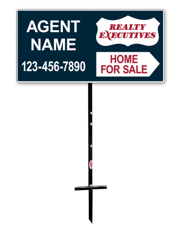 real estate home for sale sign panel and angle iron sign stake unit, 24 GA steel 12h x 24w