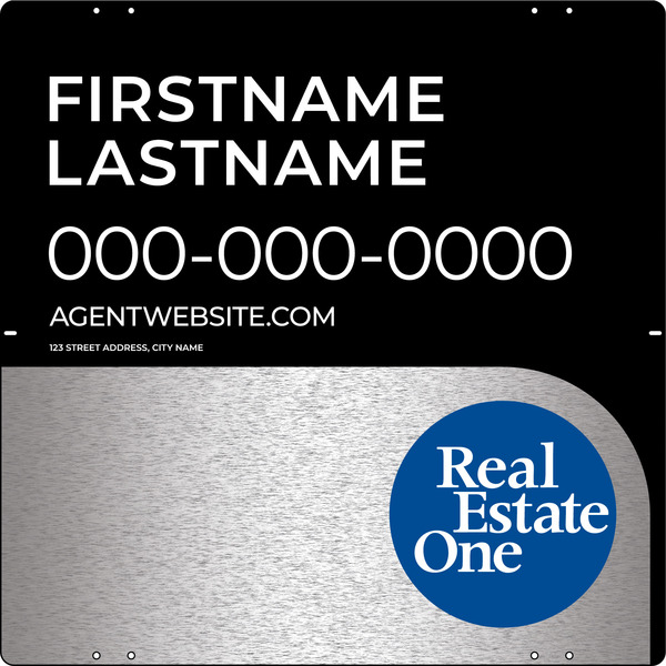 Agent Name Sign Panel, 24h x 24w, 3MM Brushed Aluminum Composite
