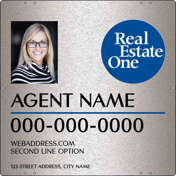 Longest Agent Name Photo Sign Panel, 24h x 24w, 3MM Brushed Aluminum Composite