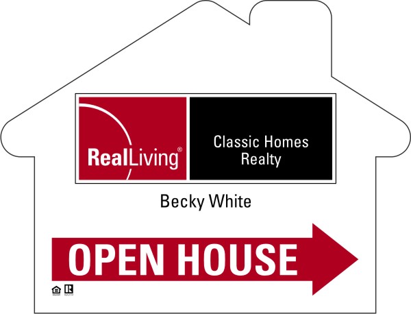 Enhanced Logo House Shaped Open House Sign Panel, 4mm corrugated plastic 18h x 24w