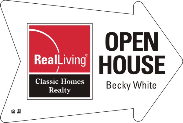 Enhanced Logo Arrow Shape Open House Sign Panel, 4mm corrugated plastic 18h x 24w