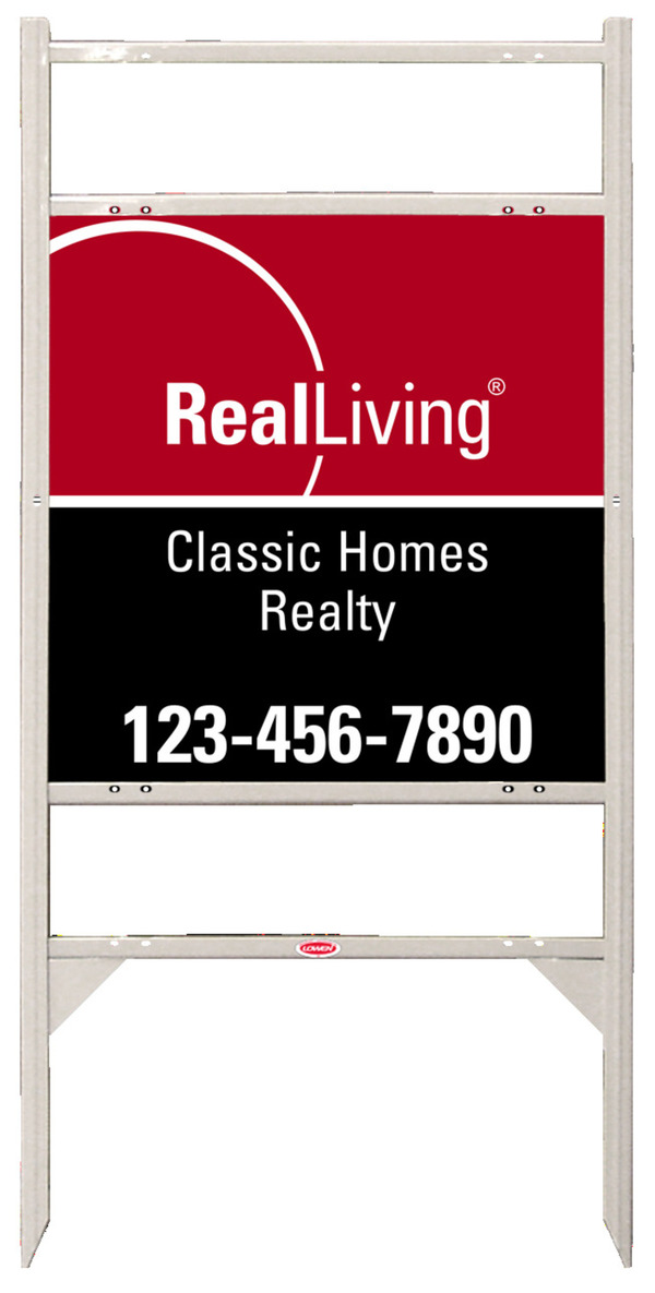 Angle Iron Frame with Two Rider Inserts and enhanced logo sign panel unit, 24 GA steel, 24h x 24w