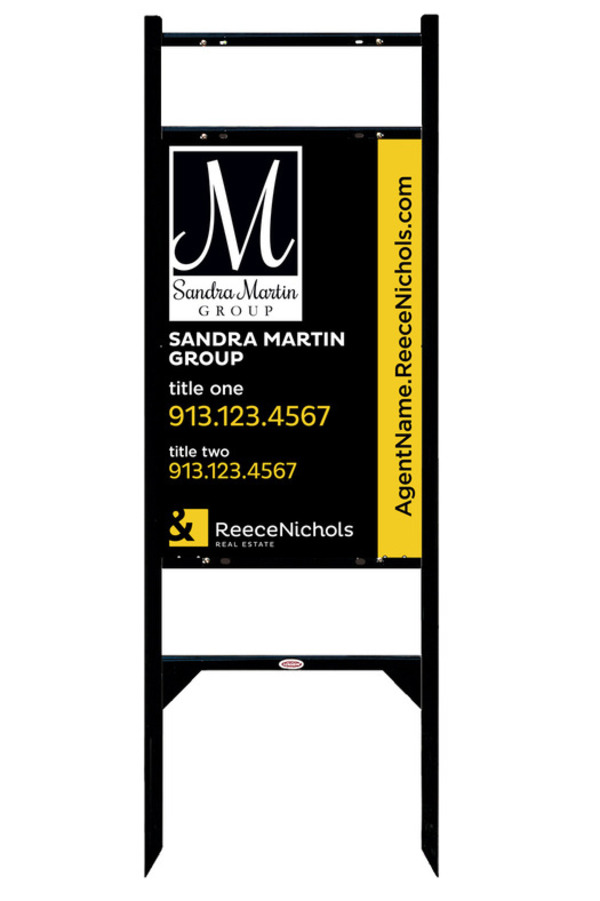 Angle Iron Frame with Two Rider Inserts and Sign Panel Unit, 28h x 18w