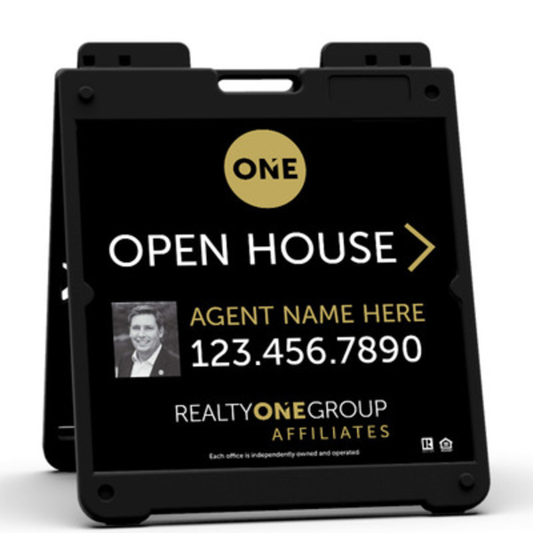 Heavy Duty Plastic A-Frame and Agent Photo Open House Sign Panel Unit, 20h x 20w, 3MM Aluminum Composite