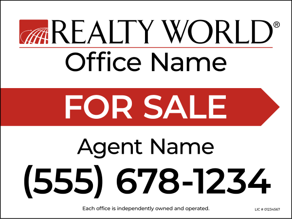 Directional Agent For Sale Sign Panel, 18h x 24w, 4mm Corrugated
