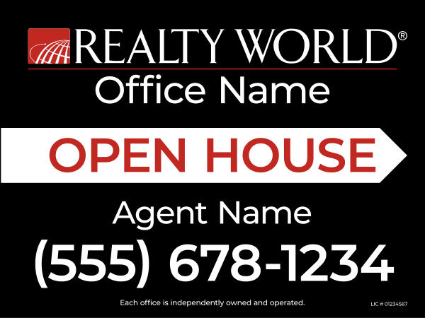 Directional Agent Open House Sign Panel, 18h x 24w, 4mm Corrugated