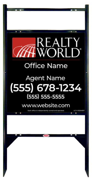 Angle Iron Frame w 2 Rider Inserts and Agent Name Sign Panel Unit, 24h x 24w, Steel