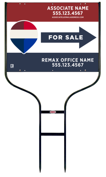 Round Rod Frame and For Sale Associate Name Sign Panel Unit, 18h x 24w, Steel