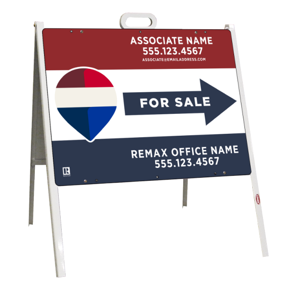 Angle Iron A- Frame and For Sale Associate Name Sign Panel Unit, 18h x 24w, 24 ga steel