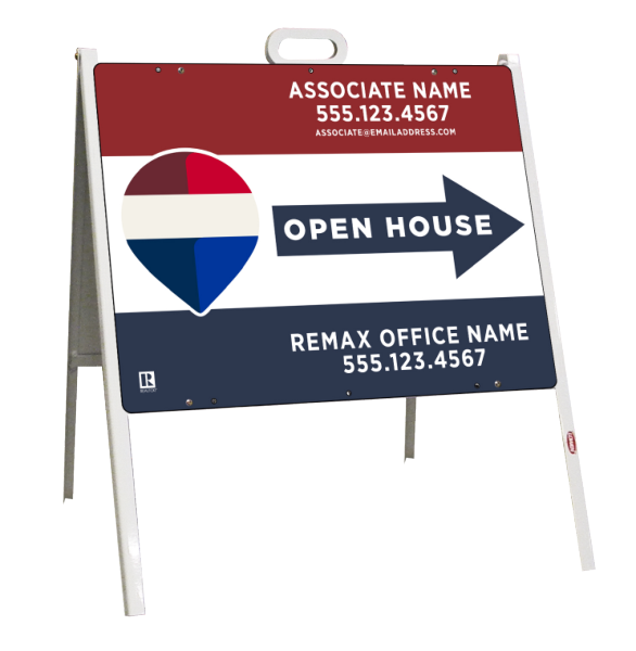 Angle Iron A- Frame and Open House Associate Name Sign Panel Unit, 18h x 24w, 24 ga steel