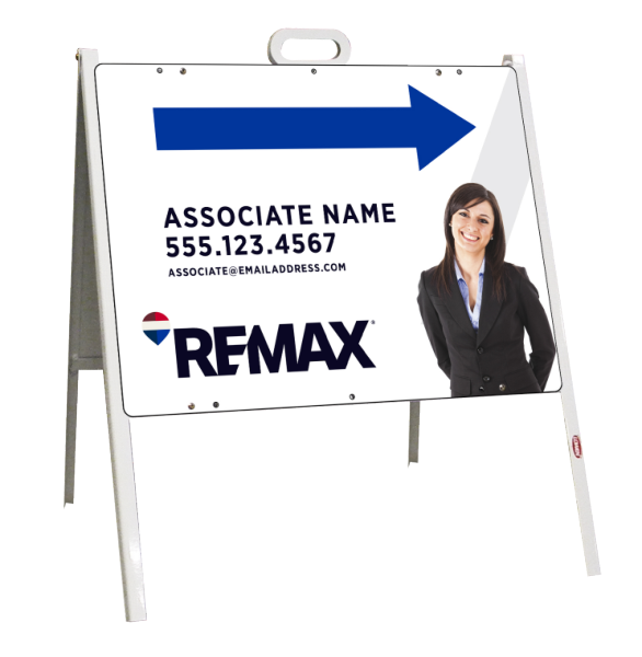 Angle Iron A-Frame and Open House Associate Name w Cut Out Photo Sign Panel Unit, 18h x 24w, 24 ga steel