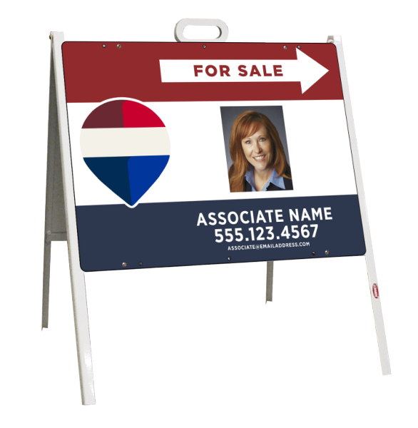 Angle Iron A- Frame and For Sale Associate Name w Photo  Sign Panel Unit, 18h x 24w, 24 ga steel