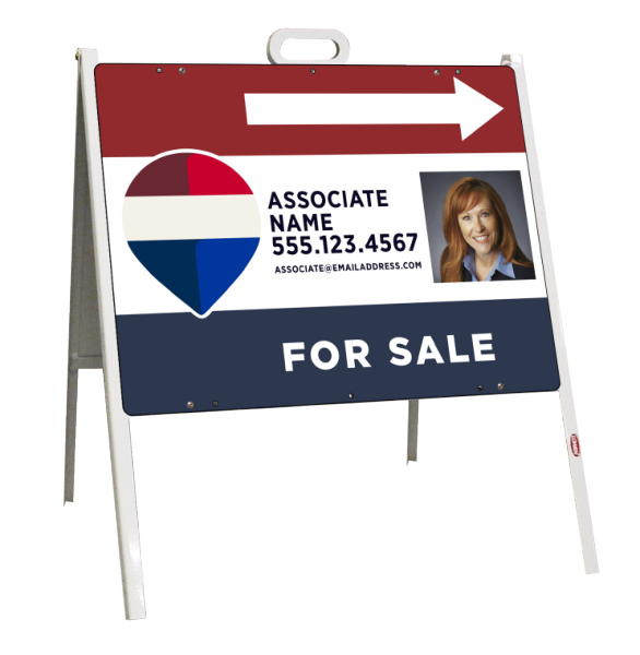 Angle Iron A- Frame and For Sale Associate Name w Photo  Sign Panel Unit, 18h x 24w, 24 ga steel