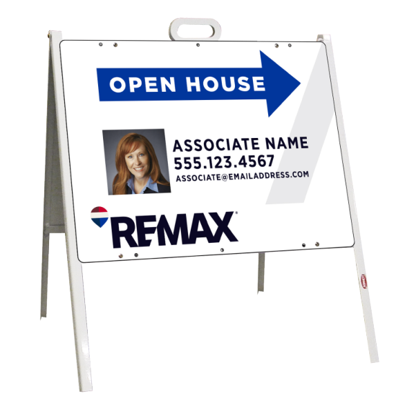 Angle Iron A-Frame and Open House Associate Name w Photo Sign Panel Unit, 18h x 24w, 24 ga steel