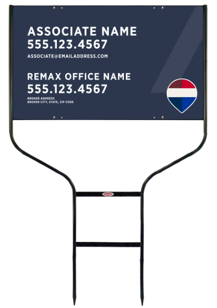 Round Rod Frame and Associate Name w Broker Address Sign Photo Panel Unit, 18h x 30w, Steel