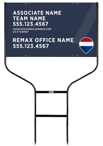 Round Rod Frame and Associate Name, Team Name w License Number Sign Photo Panel Unit, 18h x 30w, Steel