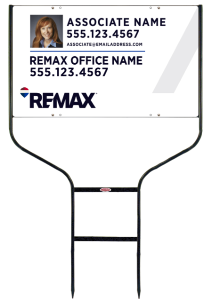 Reflective Round Rod Frame and Associate Name w Photo Sign Photo Panel Unit, 18h x 30w, Steel