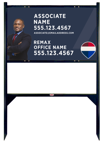 Angle Iron Frame and Associate Name w Cut Out Photo Sign Panel Unit, 18h x 30w, Steel