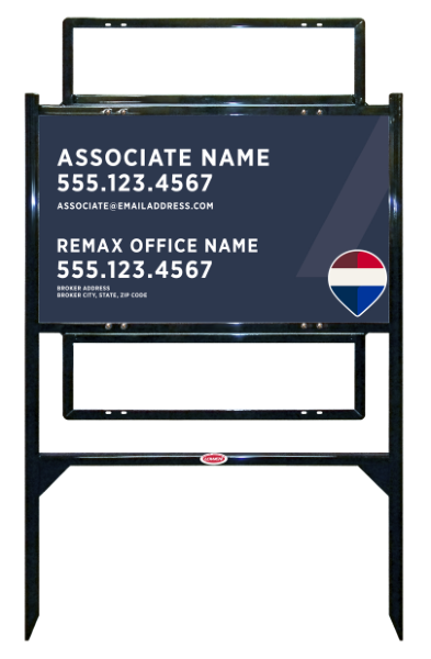 Angle Iron Frame and Associate Name w Broker Address Sign Unit w2 Rider Insert, 18h x 30w, Steel