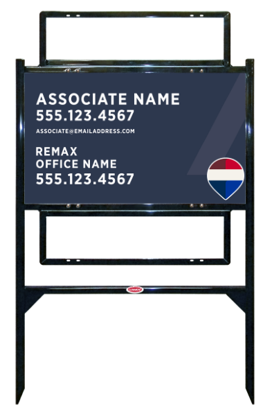 Reflective Angle Iron Frame and Associate Name Sign Unit w2 Rider Insert, 18h x 30w, Steel