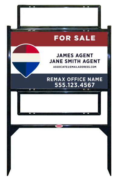 Reflective Angle Iron Frame and Associate Name w Team Name Sign Unit w2 Rider Insert, 18h x 30w, Steel