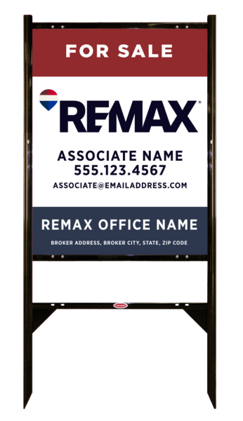 Angle Iron Frame and Associate Name w Broker Address Sign Panel Unit, 30h x 24w, Steel