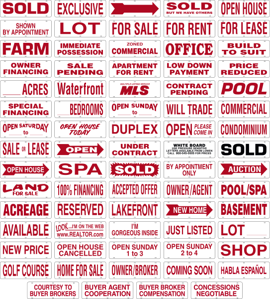 Real Estate Message Sign Rider, 24ga Steel 6h x 18w