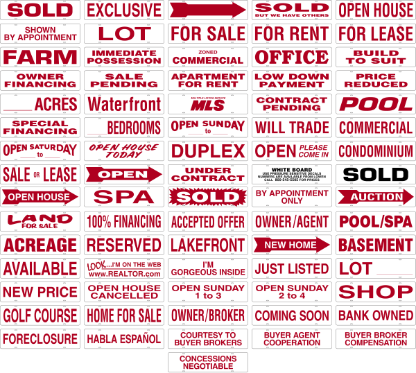 Real Estate Message Sign Rider, 24ga Steel 6h x 24w