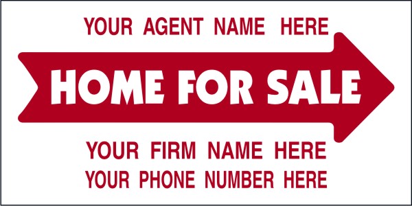 Real Estate Home For Sale Sign Panel, 4mm Corrugated Plastic 12h x 24w