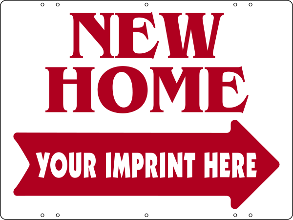 Real Estate New Home Sign Panel, 24ga Steel 18h x 24w