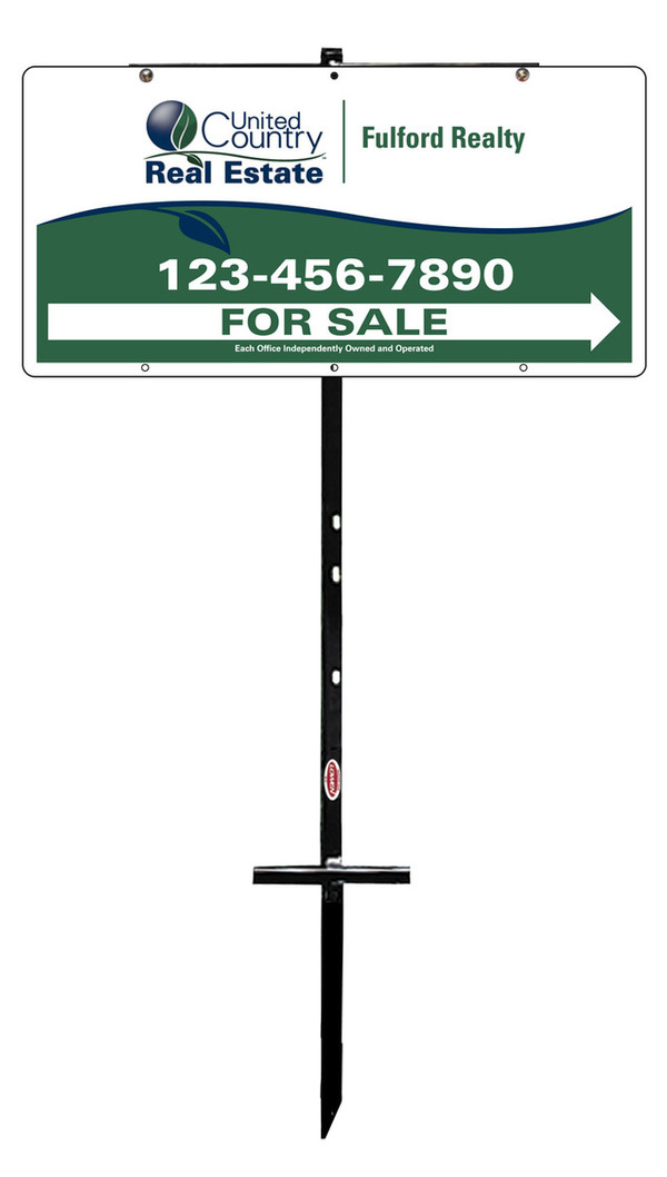 real estate for sale sign panel and t-stake unit, 24 GA steel 12h x 24w
