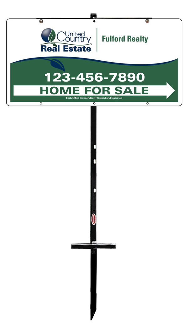 real estate home for sale sign panel and t-stake unit, 24 GA steel 12h x 24w