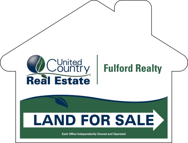 Land For Sale House Shape Sign Panel, 4mm corrugated plastic 18h x 24w
