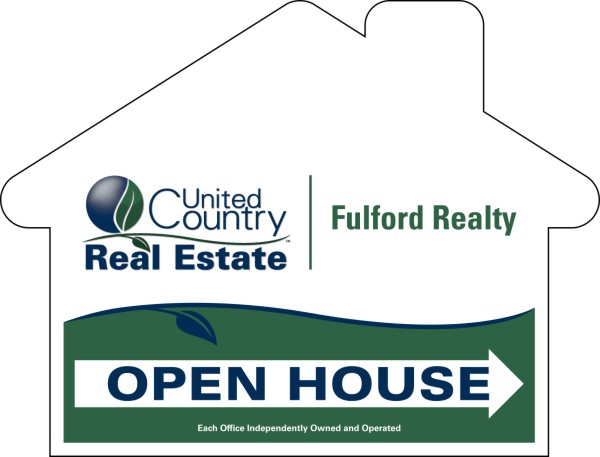 Open House, House Shaped Sign Panel, 4mm Corrugated Plastic 18h x 24w