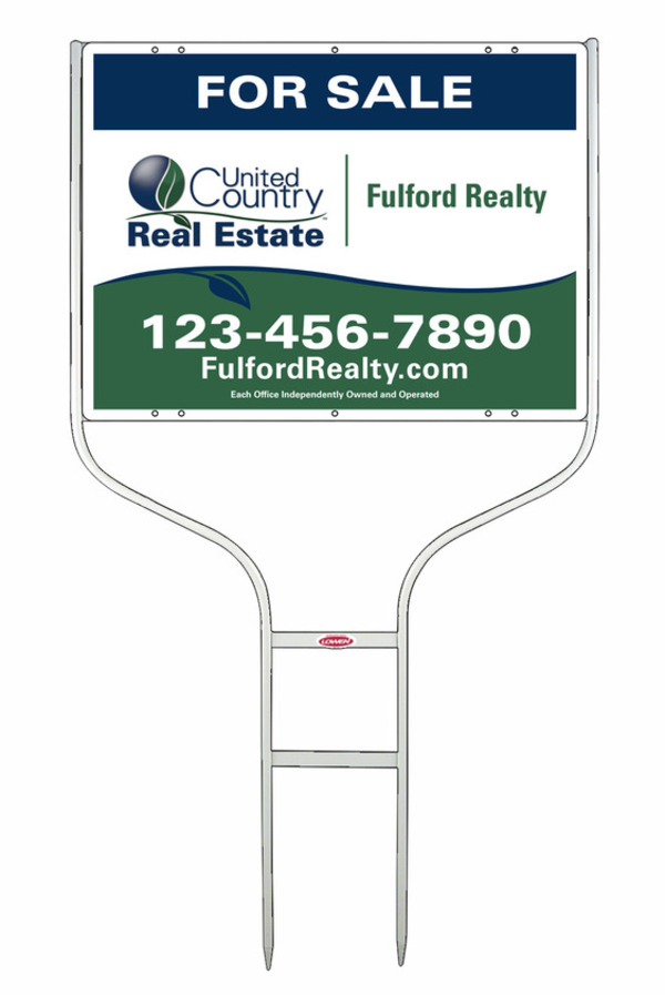 White Round Rod Frame and Sign Panel Unit, 24 GA steel 18h x 24w