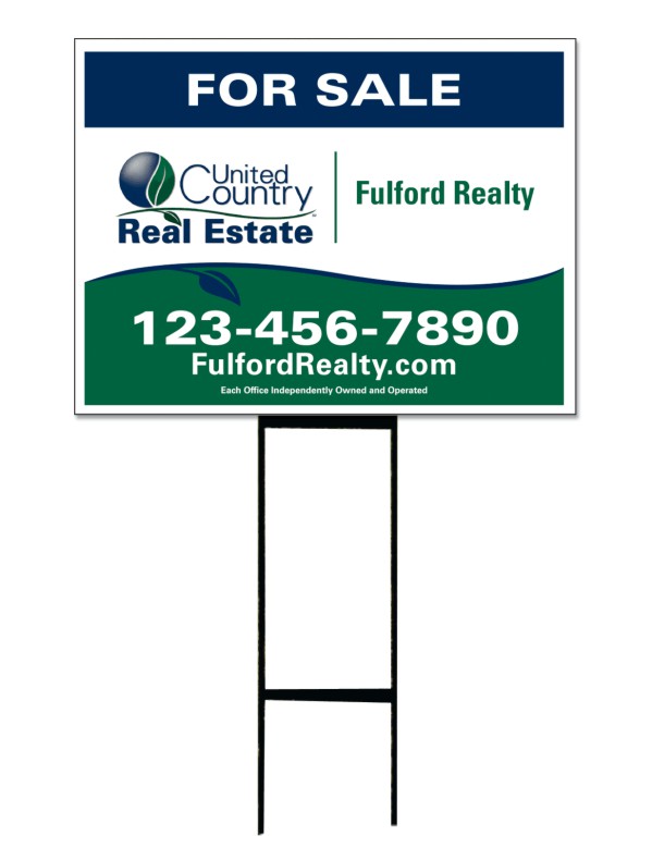 Round Rod H-Stake and Sign Panel Unit, 10mm corrugated plastic 18h x 24w