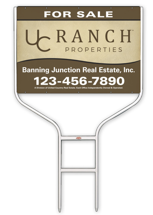 Round Rod White Frame and Sign Panel Unit, 20h x 28w