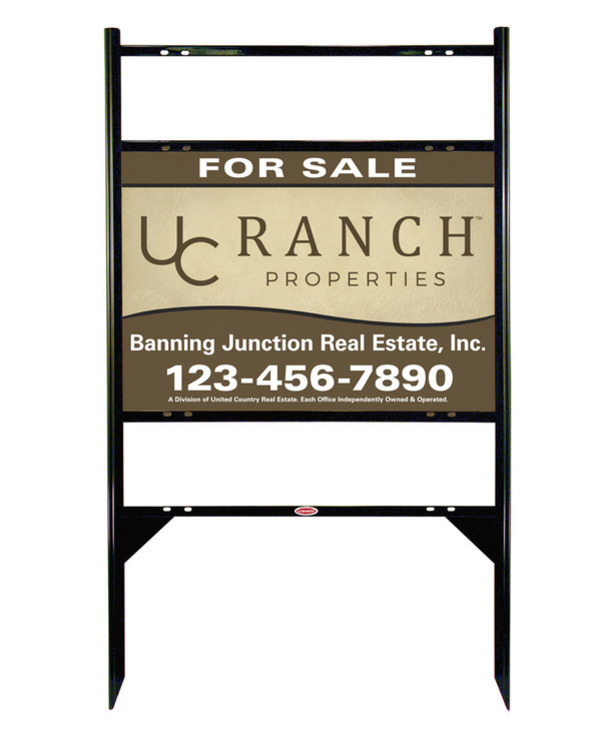 Angle Iron Frame with Two Rider Inserts and Sign Panel Unit, 20h x 28w, Black