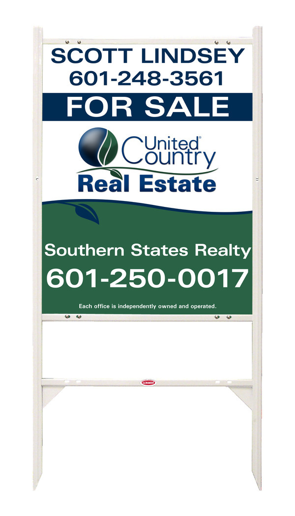 Angle Iron Frame and Agent Sign Panel Unit, 30h x 24w, White