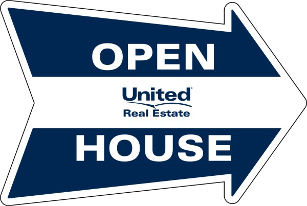 Real Estate Open House Arrow Panel, Corrugated Plastic 18h x 24w