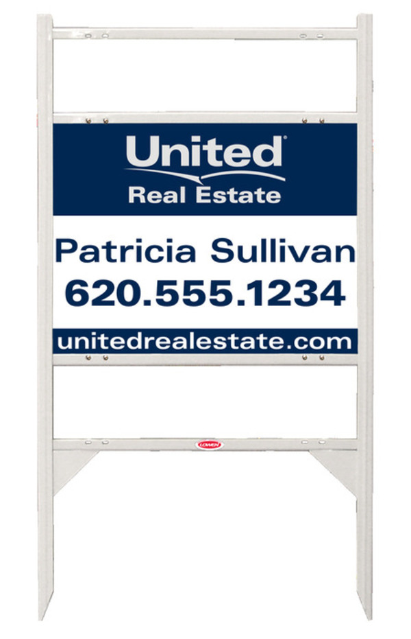 real estate angle iron frame for 2 rider inserts and sign panel unit, steel 18h x 24w