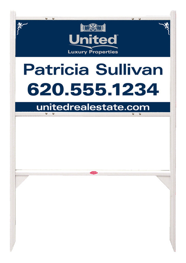 Angle Iron Frame and Agent Luxury Properties Sign Panel Unit, 18h x 30w, Steel