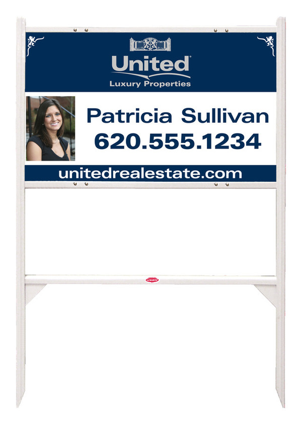 Angle Iron Frame and Agent Photo Luxury Properties Sign Panel Unit, 18h x 30w, Steel