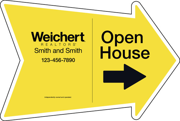 Open House Arrow Shape Sign Panel, 18h x 24w, 4mm