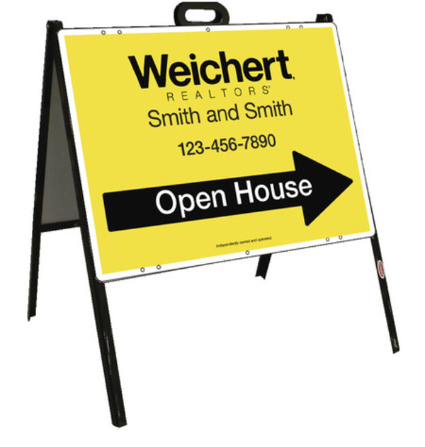 Open House A-Frame and Sign Panel Unit, 18h x 24w, Steel