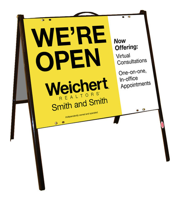 Angle Iron A-Frame and We're Open Sign Panel Unit, 18h x 24w, .050 Poly