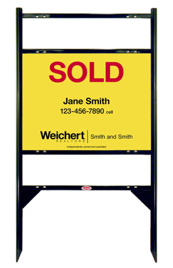 Angle Iron Frame and Agent Sign Panel Unit with 2 Rider Inserts, 18h x 24wJ, Steel