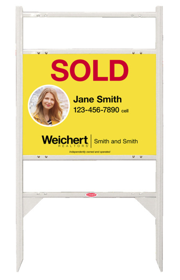 Angle Iron Frame and Agent Photo Sign Panel Unit with 2 Rider Inserts, 18h x 24wJ, Steel