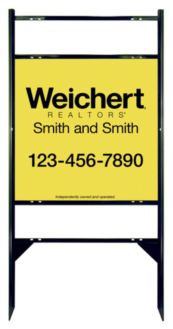 real estate Angle Iron Frame and sign panel unit with two Rider Inserts, 24ga steel 24h x 24w